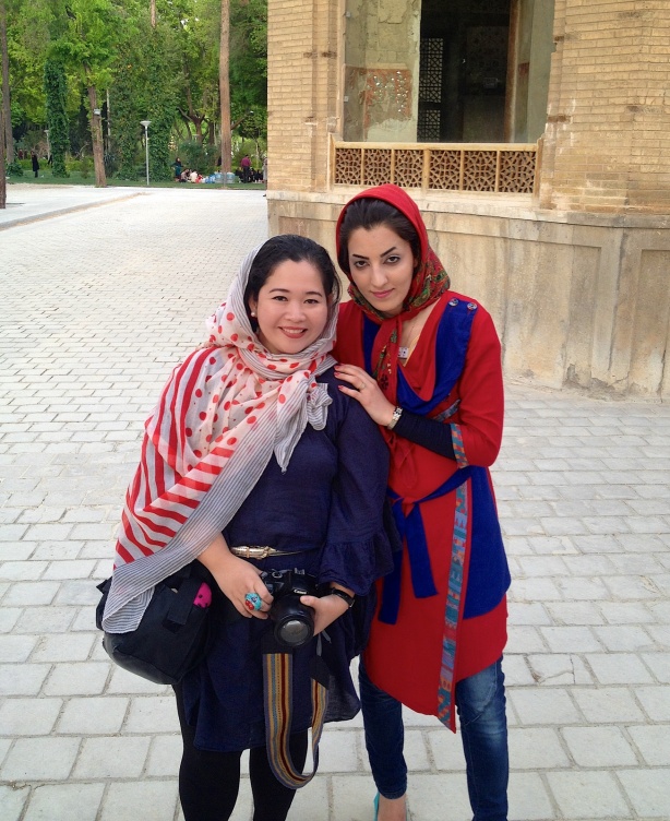 I feel like a celebrity in Iran. Girls of different ages ask to have a photo with me. Some put their arms around me. Others kiss me on the cheek.  They come up to me and ask, "Chi? (Are u from china?)"  I reply, "No, from the Philippines. My name is Brenda." Then they say, "Oh Baranda!!!"